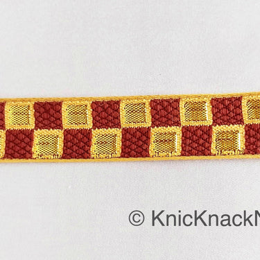 Brown and Gold Jacquard Weaving Trim, Trim By 2 Yards, Craft Decorative Ribbon